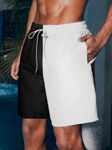 Manfinity VDAYZ 男士撞色抽绳腰休闲沙滩短裤