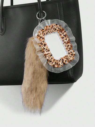 Grunge Punk 1 pieza Soporte para tarjetas de estilo retro y elegante con cola de animal de piel artificial de alta calidad y malla de encaje, adecuado para mujeres y niñas, para uso diario o como regalo para fiestas