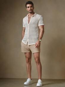 HIMLAND Men's Knitted Casual Daily Loose Elastic Waist Straight Leg Shorts