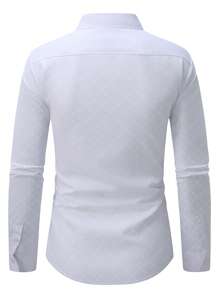 Manfinity Mode Men's Button Down Long Sleeve Slim Fit Business Formal Dress Shirt,Long Sleeve Men Shirt, For Fall Formal, Ceremony - White - View 2