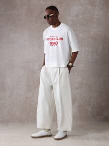 SUMWON 经典直筒斜纹布裤 七分长款商务休闲裤 办公室工作专业春夏轻薄混纺 - 杏色 - 查看 2