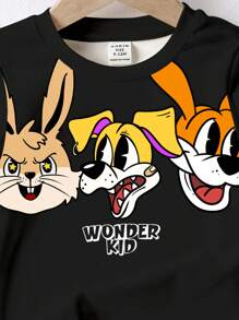 SHEIN Leap Crew Cute Rabbits Baby Boy Casual Minimal Cartoon Animal Pattern Round Neck Short Sleeve Loose T-Shirt, Suitable For Summer - Multicolor - View 4