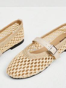 Styleloop 2025 Nuovi arrivi Scarpe piatte eleganti da donna con design intrecciato, a trama traforata, traspiranti, con cinturini decorativi e punta tonda, ideali per le vacanze