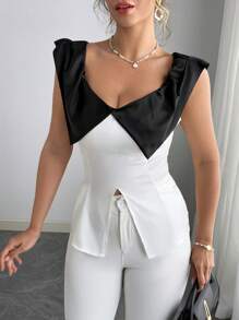 Elenzga Blusa de estilo francés elegante con efecto de cintura para mujeres de talla grande, adecuada para el trabajo