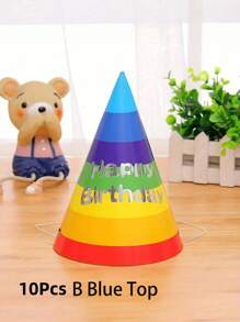 SHEIN 10 件彩虹派对装饰生日帽、生日派对创意三角帽、家居装饰、适合所有人的生日派对帽、艺术装饰礼品、 - 彩色 - 查看 5