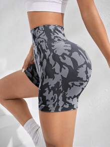 Easithlete Graphic Print Wideband Waist Sports ShortsWomen Sweat Short, Gym Short, Biker Short - Black - View 5