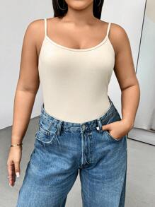 SHEIN Essnce 大码女装春夏时尚休闲舒适高弹力基础款日常百搭多色长款吊带背心3件装，外出上衣，迷你款，曲线款上衣，夏季女装，吊带背心，度假女装，外出上衣，欧洲夏季，简约风格黑色 - 彩色 - 查看 5