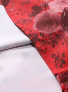 Manfinity Homme Men's Fashion Floral All-Over Print Long Sleeve Casual Shirt - Red - View 8