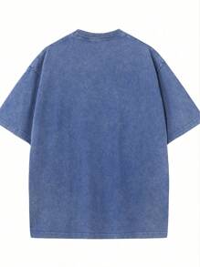 Manfinity VCAY Men's Blue Snow Flake & Letter Print Short Sleeve T-Shirt