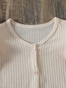 SHEIN 2025 Spring/Summer New Arrival Casual Comfy Ruffle Sleeves Apricot Girl (Small) Shirt, Suitable For Daily, Outdoor, And Family Gathering Wear - Apricot - View 5