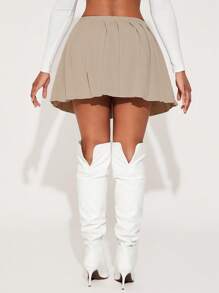 SHEIN SXY New Spring & Autumn Sexy & Simple Design Drawstring Puff Mini Skirt Set For Women