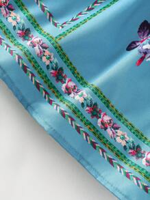 SHEIN Baby Girl Spring&Summer Casual Style Flower Printing,Short Sleeves Dress - Mint Green - View 7