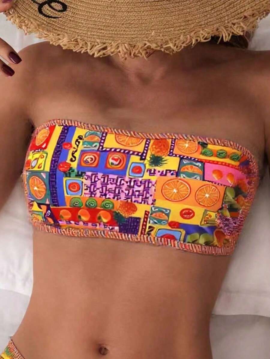 Swim Vcay Áo bikini bandeau in hình trái cây dành cho nữ khi đi bơi, đi nghỉ, đi biển mùa hè - Nhiều màu - Xem 1