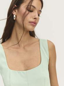 Nöista Pastel Green Jumpsuit With Adjustable Crisscross Straps And Straight-Leg Pants. Lightweight And Stylish, Perfect For Summer, Graduations, Or Bridal Occasions. - Beige - View 3