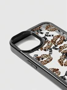 ROMWE Fairycore 1 Stück Leoparden-Muster Lippen Design Handyhülle, kompatibel mit 11 12 13 14 15 Pro Max 16