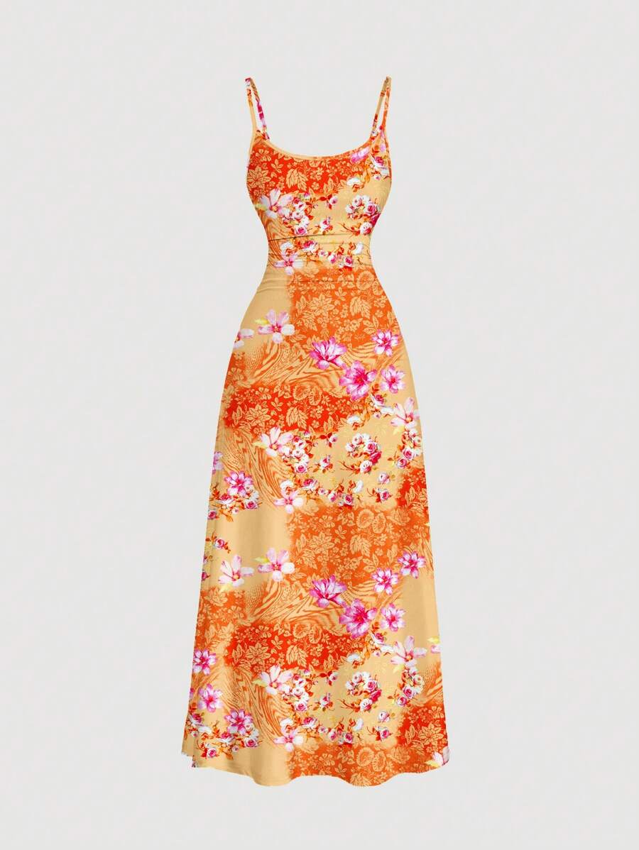 SHEIN MOD Casual Simple Ruched Waist Swing Tank Dress,Hippie,Streetwear  , Rave,       Boho,Concert ,Graduation ,Hawaiian ,Gyaru,Date Night ,Tropical  , Elegant,Vacation ,Party,Modest ,Prom ,Formal ,Floral,Club Outfits Women Dress - Multicolor - View 1