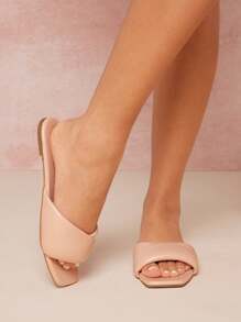 SHUZIA Women's Elegance Solid Slip-Op Flat Sandals For Summer Mother's Day Present - Beige - View 4