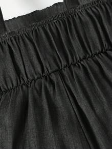 SHEIN Baby Girl Cute Playful Ruffle Trim Strap Romper - Black - View 5