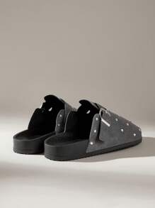 Solecia Women's Round Toe Fuzzy Slip-On Slippers, Practical & Versatile For Christmas - Dark Grey - View 4