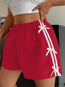 POPSWAY Plus Size Women Casual Summer Shorts - Red - View 6
