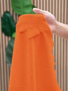 Slaydiva Plus Size Elegant Solid Color Asymmetric Hem Dress - Orange - View 7