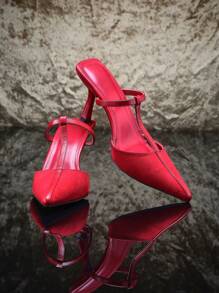 SHUZIA 女士尖头高跟鞋，适合任何连衣裙，时尚鞋子 - 酒紅色 - 查看 4