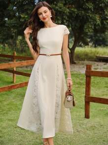 Vintamour Vestido de encaje elegante vintage, vestido casual de fiesta para vacaciones de verano para mujeres, vestido blanco para Pascua, vestidos de verano para mujeres, vestido de graduación, ropa de verano, vestidos blancos de verano para mujeres, atuendos de vacaciones para mujeres, vestido de graduación, vestido de invitada de boda, vestidos de primavera para mujeres, atuendos de primavera para mujeres, vestidos de verano para el sol, vestidos formales para mujeres, atuendo de Pascua para mujeres, vestidos de graduación para mujeres, vestidos de cumpleaños