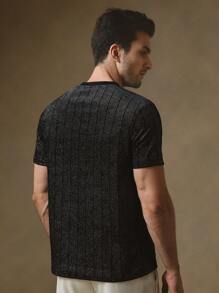 Manfinity ModaGents Camiseta de manga corta de punto holgada con strass, adecuada para uso diario, para jóvenes de moda informal