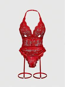 ROMWE Goth Style Hollow Out Sexy Jumpsuit - Red - View 2