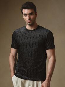 Manfinity ModaGents Camiseta de manga corta de punto holgada con strass, adecuada para uso diario, para jóvenes de moda informal