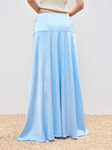 LYSMO 女士纯色长款优雅美人鱼裙 - 2025 年春夏新品 - 淺藍色 - 查看 2