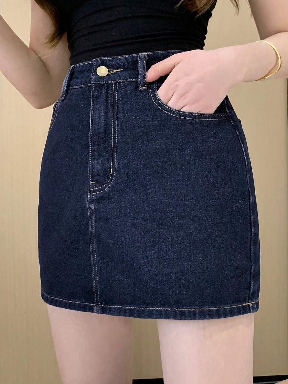 Natural Denim Casual Skirt For Women, Suitable For Summer Beach/Sports/Leisure Jeans Skirt School