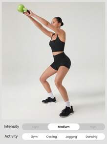 GLOWMODE FeatherFit™-Sculpt Super Set Áo ba lỗ thể thao có thể điều chỉnh và quần short tập luyện cường độ trung bình chạy bộ tập luyện tại phòng tập - màu đen - Xem 7