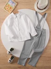 SHEIN 2pcs Young Boy Ramadan Gentleman Outfit Set - Light Grey - View 1