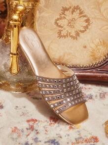 CUCCOO TILAWA Women's Flat Rhinestone Decorated Casual Slippers - Rose Gold - View 6