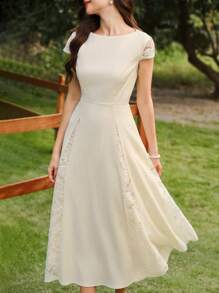 Vintamour Vestido de encaje elegante vintage, vestido casual de fiesta para vacaciones de verano para mujeres, vestido blanco para Pascua, vestidos de verano para mujeres, vestido de graduación, ropa de verano, vestidos blancos de verano para mujeres, atuendos de vacaciones para mujeres, vestido de graduación, vestido de invitada de boda, vestidos de primavera para mujeres, atuendos de primavera para mujeres, vestidos de verano para el sol, vestidos formales para mujeres, atuendo de Pascua para mujeres, vestidos de graduación para mujeres, vestidos de cumpleaños