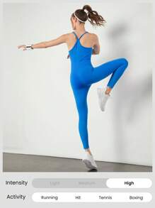 GLOWMODE 24 英寸 Powersculpt™-Air Power Hour 圆领运动健身紧身衣连体衣高强度跑步训练健身房日常运动服可拆卸罩杯 - Blue Power - 查看 6