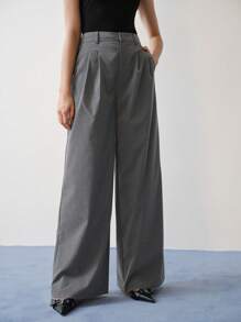 MOTF STUDIO FOLD PLEATED SLANT POCKET PANTS - Grey - View 1