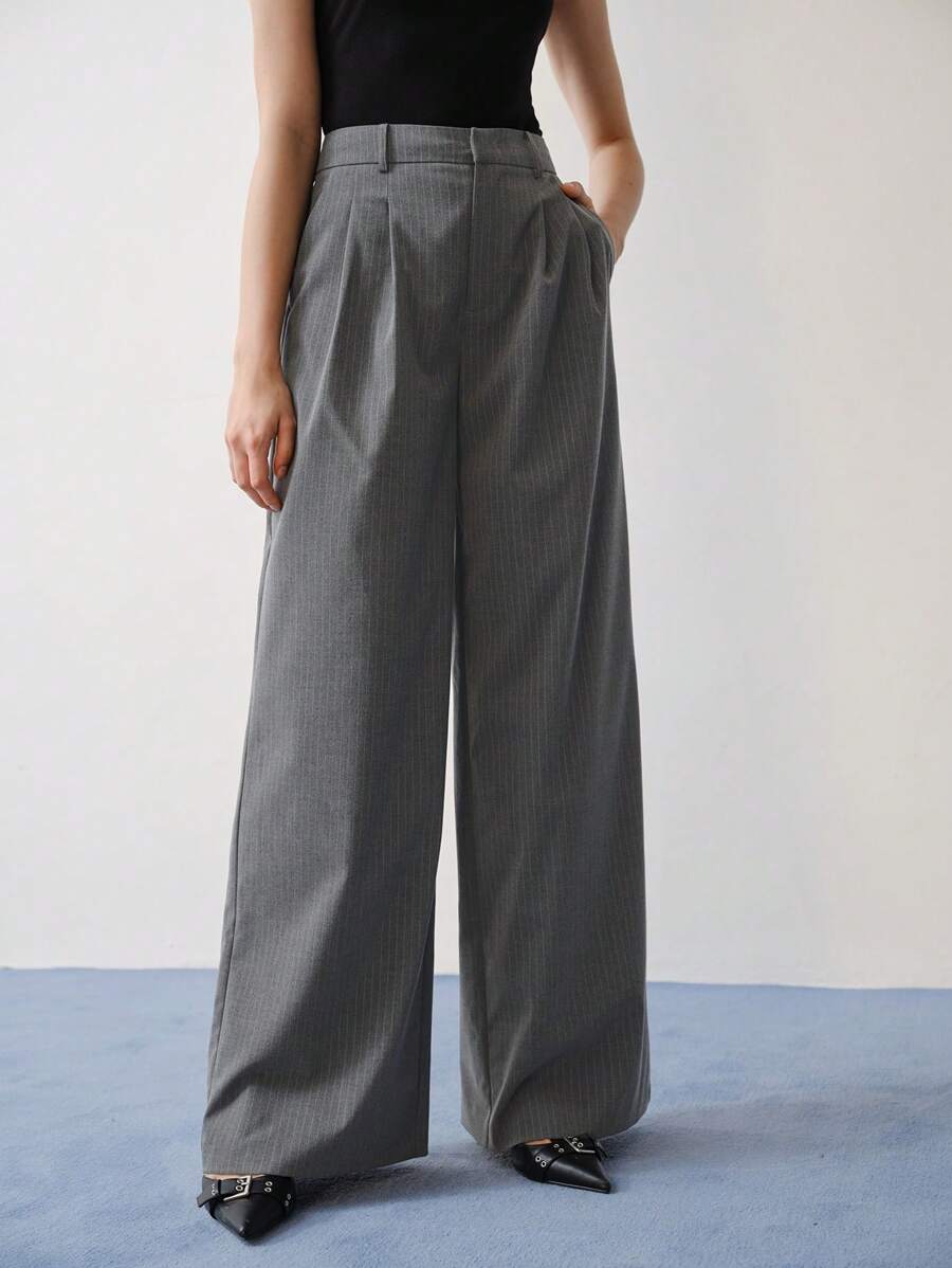 MOTF STUDIO FOLD PLEATED SLANT POCKET PANTS - Grey - View 1
