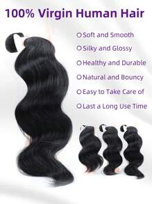 Glossy Hair 1Pc Body Wave Human Hair Bundles Unprocessed Human Hair Curly Human Hair Weave Double Weft Hair Extension Natural Black Color For Women