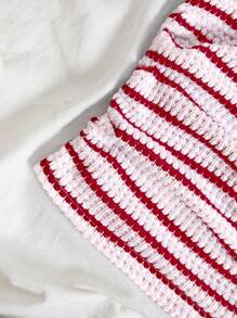 Lunelith SHEIN Lunessa Top de camisola acanalada con rayas, para uso casual y diario de mujer, primavera/verano