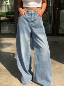 DAZY 女式水洗直筒休闲牛仔裤