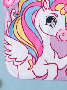 SHEIN Baby Girl Colorful Unicorn Knitted One-Piece Hooded Bathrobe Coverup, Suitable For Beach, Resort, Swimming Pool, Water Park - Mauve Purple - View 5