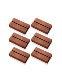 6/12pcs Wood Place Card Holders Table Number Holders Sign Holders, Wood Card Stands For Acrylic Signs Table Card Display Standsfor Wedding Party Events Decoration - Rust Brown - View 4