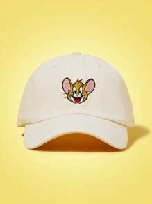 TOM & JERRY X SHEIN Cartoon Mouse Embroidered Casual Baseball Cap - Beige - View 1