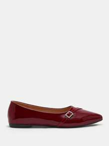 CUCCOO CURVES Plus Width & Fit Wine Red Pointed Toe Flat Shoes, Elegant Casual Wear For All Seasons - Burgundy - View 6