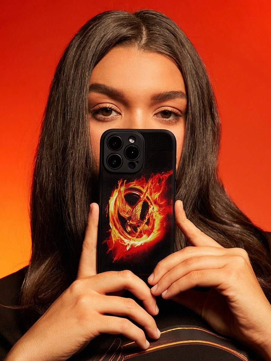 The Hunger Games X SHEIN Durable And Fashionable Cool Mobile Phone Case, Eagle Print Protective Case Compatible With Iphone, - Black - View 1