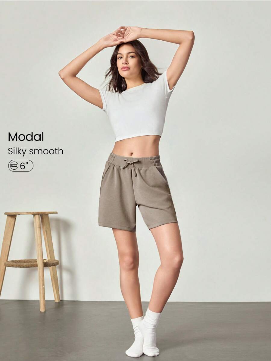 GLOWMODE SoftSerene Modal Bermuda Adjustable Pocket Shorts Daily Casual Lounging Summer