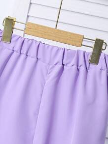 Teen Girl Casual Dolman Sleeve Shirt + Straight Leg Pants Set - Purple - View 3