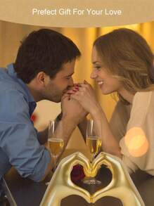 1 件银色装饰，适用于客厅卧室书架咖啡桌，可爱的爱心手指雕像，现代风格美学房间配件，小摆设，书架家居装饰最佳礼物